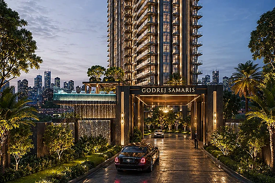 Godrej Samaris tower amid landscaped greens